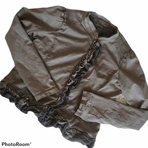 Oxmo Army Green Olive Drab Ruffle Jacket sz XL L